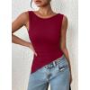 imagePRETTYGARDEN Womens Ruched Tank Tops 2026 Summer Sleeveless Slim Fit T Shirts Blouses Going Out Y2K Fashion ClothesBurgundy