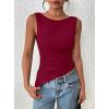 imagePRETTYGARDEN Womens Ruched Tank Tops 2026 Summer Sleeveless Slim Fit T Shirts Blouses Going Out Y2K Fashion ClothesBurgundy