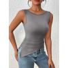 imagePRETTYGARDEN Womens Ruched Tank Tops 2026 Summer Sleeveless Slim Fit T Shirts Blouses Going Out Y2K Fashion ClothesGrey
