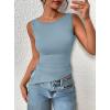 imagePRETTYGARDEN Womens Ruched Tank Tops 2026 Summer Sleeveless Slim Fit T Shirts Blouses Going Out Y2K Fashion ClothesLight Grey Blue