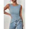 imagePRETTYGARDEN Womens Ruched Tank Tops 2026 Summer Sleeveless Slim Fit T Shirts Blouses Going Out Y2K Fashion ClothesLight Grey Blue