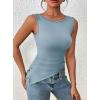 imagePRETTYGARDEN Womens Ruched Tank Tops 2026 Summer Sleeveless Slim Fit T Shirts Blouses Going Out Y2K Fashion ClothesLight Grey Blue