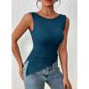 imagePRETTYGARDEN Womens Ruched Tank Tops 2026 Summer Sleeveless Slim Fit T Shirts Blouses Going Out Y2K Fashion ClothesPeacock Blue
