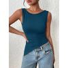 imagePRETTYGARDEN Womens Ruched Tank Tops 2026 Summer Sleeveless Slim Fit T Shirts Blouses Going Out Y2K Fashion ClothesPeacock Blue