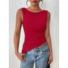 imagePRETTYGARDEN Womens Ruched Tank Tops 2026 Summer Sleeveless Slim Fit T Shirts Blouses Going Out Y2K Fashion ClothesRed