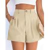 imagePRETTYGARDEN Womens Shorts Casual 2026 Summer Elastic High Waist Zipper Button Tailored Shorts Pleated Beach Vacation OutfitsApricot