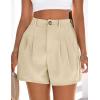 imagePRETTYGARDEN Womens Shorts Casual 2026 Summer Elastic High Waist Zipper Button Tailored Shorts Pleated Beach Vacation OutfitsApricot