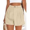 imagePRETTYGARDEN Womens Shorts Casual 2026 Summer Elastic High Waist Zipper Button Tailored Shorts Pleated Beach Vacation OutfitsApricot