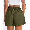 imagePRETTYGARDEN Womens Shorts Casual 2026 Summer Elastic High Waist Zipper Button Tailored Shorts Pleated Beach Vacation OutfitsArmy Green