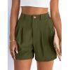 imagePRETTYGARDEN Womens Shorts Casual 2026 Summer Elastic High Waist Zipper Button Tailored Shorts Pleated Beach Vacation OutfitsArmy Green