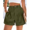 imagePRETTYGARDEN Womens Shorts Casual 2026 Summer Elastic High Waist Zipper Button Tailored Shorts Pleated Beach Vacation OutfitsArmy Green
