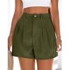 imagePRETTYGARDEN Womens Shorts Casual 2026 Summer Elastic High Waist Zipper Button Tailored Shorts Pleated Beach Vacation OutfitsArmy Green