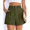 imagePRETTYGARDEN Womens Shorts Casual 2026 Summer Elastic High Waist Zipper Button Tailored Shorts Pleated Beach Vacation OutfitsArmy Green