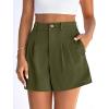 imagePRETTYGARDEN Womens Shorts Casual 2026 Summer Elastic High Waist Zipper Button Tailored Shorts Pleated Beach Vacation OutfitsArmy Green