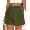 imagePRETTYGARDEN Womens Shorts Casual 2026 Summer Elastic High Waist Zipper Button Tailored Shorts Pleated Beach Vacation OutfitsArmy Green