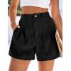 imagePRETTYGARDEN Womens Shorts Casual 2026 Summer Elastic High Waist Zipper Button Tailored Shorts Pleated Beach Vacation OutfitsBlack