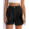 imagePRETTYGARDEN Womens Shorts Casual 2026 Summer Elastic High Waist Zipper Button Tailored Shorts Pleated Beach Vacation OutfitsBlack