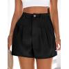 imagePRETTYGARDEN Womens Shorts Casual 2026 Summer Elastic High Waist Zipper Button Tailored Shorts Pleated Beach Vacation OutfitsBlack