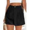 imagePRETTYGARDEN Womens Shorts Casual 2026 Summer Elastic High Waist Zipper Button Tailored Shorts Pleated Beach Vacation OutfitsBlack