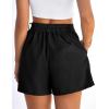 imagePRETTYGARDEN Womens Shorts Casual 2026 Summer Elastic High Waist Zipper Button Tailored Shorts Pleated Beach Vacation OutfitsBlack