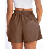 imagePRETTYGARDEN Womens Shorts Casual 2026 Summer Elastic High Waist Zipper Button Tailored Shorts Pleated Beach Vacation OutfitsDark Brown