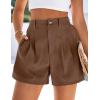 imagePRETTYGARDEN Womens Shorts Casual 2026 Summer Elastic High Waist Zipper Button Tailored Shorts Pleated Beach Vacation OutfitsDark Brown