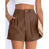 imagePRETTYGARDEN Womens Shorts Casual 2026 Summer Elastic High Waist Zipper Button Tailored Shorts Pleated Beach Vacation OutfitsDark Brown