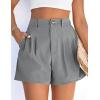 imagePRETTYGARDEN Womens Shorts Casual 2026 Summer Elastic High Waist Zipper Button Tailored Shorts Pleated Beach Vacation OutfitsGrey