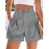 imagePRETTYGARDEN Womens Shorts Casual 2026 Summer Elastic High Waist Zipper Button Tailored Shorts Pleated Beach Vacation OutfitsGrey