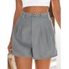 imagePRETTYGARDEN Womens Shorts Casual 2026 Summer Elastic High Waist Zipper Button Tailored Shorts Pleated Beach Vacation OutfitsGrey