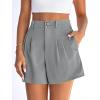 imagePRETTYGARDEN Womens Shorts Casual 2026 Summer Elastic High Waist Zipper Button Tailored Shorts Pleated Beach Vacation OutfitsGrey