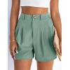 imagePRETTYGARDEN Womens Shorts Casual 2026 Summer Elastic High Waist Zipper Button Tailored Shorts Pleated Beach Vacation OutfitsGrey Green