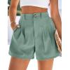 imagePRETTYGARDEN Womens Shorts Casual 2026 Summer Elastic High Waist Zipper Button Tailored Shorts Pleated Beach Vacation OutfitsGrey Green