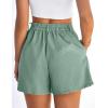 imagePRETTYGARDEN Womens Shorts Casual 2026 Summer Elastic High Waist Zipper Button Tailored Shorts Pleated Beach Vacation OutfitsGrey Green