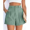imagePRETTYGARDEN Womens Shorts Casual 2026 Summer Elastic High Waist Zipper Button Tailored Shorts Pleated Beach Vacation OutfitsGrey Green
