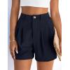 imagePRETTYGARDEN Womens Shorts Casual 2026 Summer Elastic High Waist Zipper Button Tailored Shorts Pleated Beach Vacation OutfitsNavy
