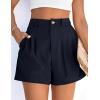 imagePRETTYGARDEN Womens Shorts Casual 2026 Summer Elastic High Waist Zipper Button Tailored Shorts Pleated Beach Vacation OutfitsNavy