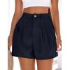 imagePRETTYGARDEN Womens Shorts Casual 2026 Summer Elastic High Waist Zipper Button Tailored Shorts Pleated Beach Vacation OutfitsNavy