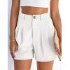 imagePRETTYGARDEN Womens Shorts Casual 2026 Summer Elastic High Waist Zipper Button Tailored Shorts Pleated Beach Vacation OutfitsWhite