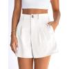imagePRETTYGARDEN Womens Shorts Casual 2026 Summer Elastic High Waist Zipper Button Tailored Shorts Pleated Beach Vacation OutfitsWhite