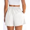 imagePRETTYGARDEN Womens Shorts Casual 2026 Summer Elastic High Waist Zipper Button Tailored Shorts Pleated Beach Vacation OutfitsWhite