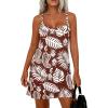 imagePRETTYGARDEN Womens Summer Dresses 2026 Casual Print Spaghetti Strap Sleeveless Sundress Beach Vacation Cover UpsBrown