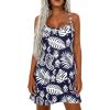 imagePRETTYGARDEN Womens Summer Dresses 2026 Casual Print Spaghetti Strap Sleeveless Sundress Beach Vacation Cover UpsNavy Blue