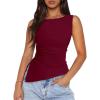 imagePRETTYGARDEN Womens Ruched Tank Tops 2026 Summer Sleeveless Slim Fit T Shirts Blouses Going Out Y2K Fashion ClothesBurgundy