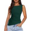 imagePRETTYGARDEN Womens Ruched Tank Tops 2026 Summer Sleeveless Slim Fit T Shirts Blouses Going Out Y2K Fashion ClothesDark Green