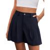 imagePRETTYGARDEN Womens Shorts Casual 2026 Summer Elastic High Waist Zipper Button Tailored Shorts Pleated Beach Vacation OutfitsNavy