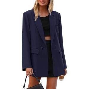 imagePRETTYGARDEN Fall 2026 Blazers for Women Business Casual Long Sleeve Lapel Pockets Dressy Suit Jackets Work Office ClothesNavy Blue