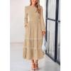 imagePRETTYGARDEN Long Sleeve Dress for Women 2026 Fall Elegant Modest Floral Boho Smocked Flowy Wedding Guest Midi DressesApricot