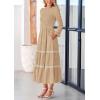 imagePRETTYGARDEN Long Sleeve Dress for Women 2026 Fall Elegant Modest Floral Boho Smocked Flowy Wedding Guest Midi DressesApricot