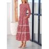 imagePRETTYGARDEN Long Sleeve Dress for Women 2026 Fall Elegant Modest Floral Boho Smocked Flowy Wedding Guest Midi DressesBean Paste Pink